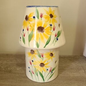 🌻Vintage Emerson Creek Pottery Hand-Painted Sunflower Design Candle Holder Lamp